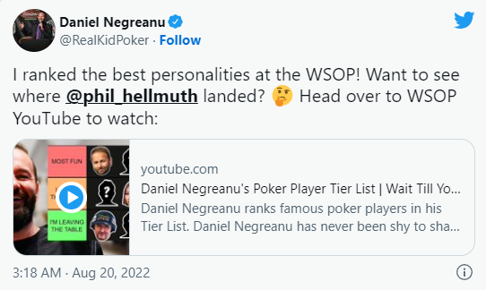 gg扑克娱乐丹牛对玩家性格排名：Phil Hellmuth最有趣，Martin Kabrhel最讨厌(图1)